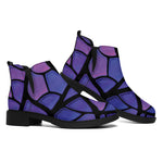 Purple Stained Glass Mosaic Print Flat Ankle Boots