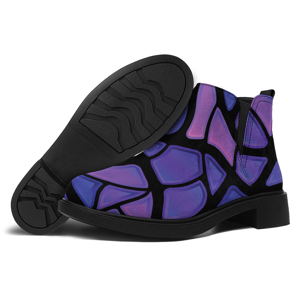 Purple Stained Glass Mosaic Print Flat Ankle Boots