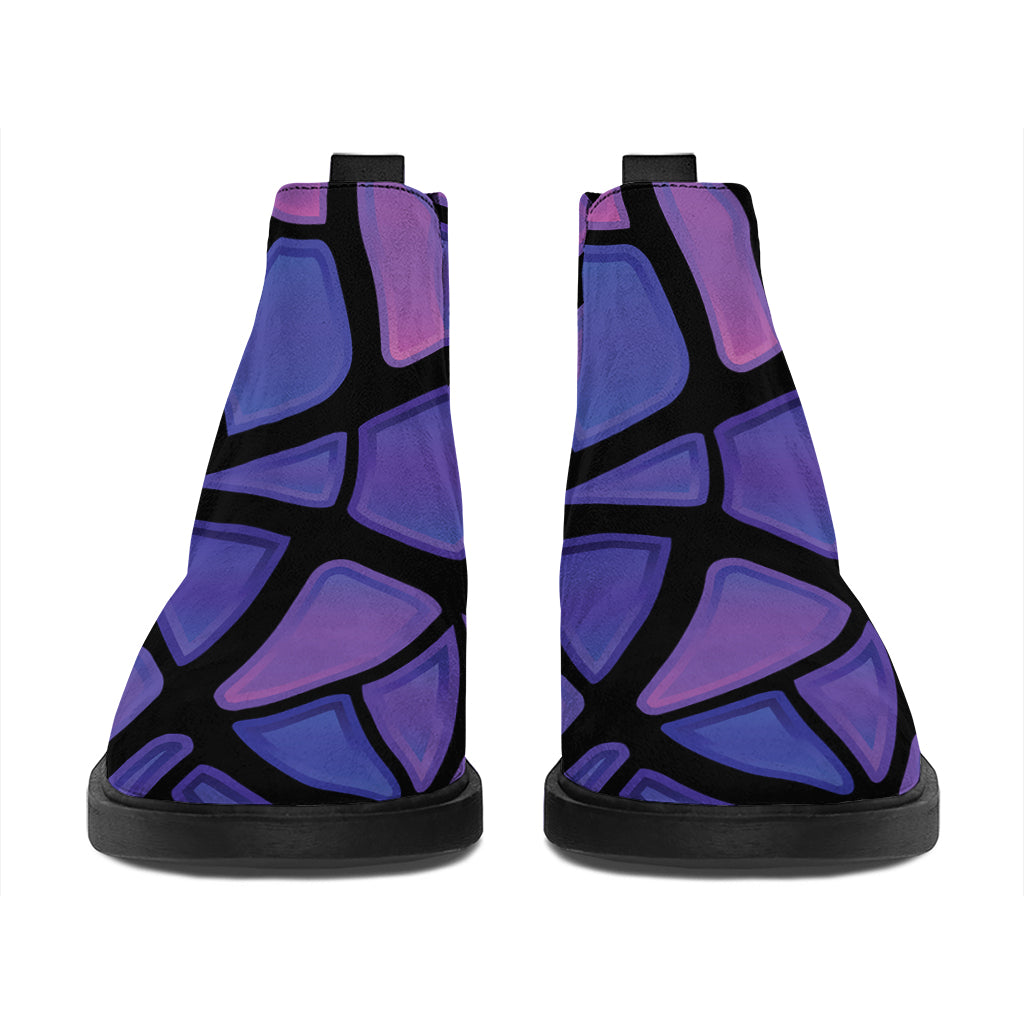 Purple Stained Glass Mosaic Print Flat Ankle Boots