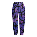 Purple Stained Glass Mosaic Print Fleece Lined Knit Pants