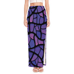 Purple Stained Glass Mosaic Print High Slit Maxi Skirt