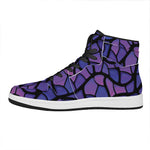 Purple Stained Glass Mosaic Print High Top Leather Sneakers