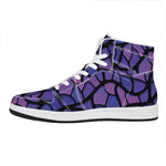 Purple Stained Glass Mosaic Print High Top Leather Sneakers