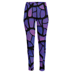 Purple Stained Glass Mosaic Print High-Waisted Pocket Leggings