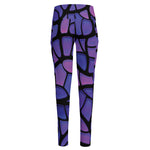 Purple Stained Glass Mosaic Print High-Waisted Pocket Leggings