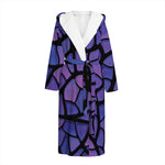 Purple Stained Glass Mosaic Print Hooded Bathrobe