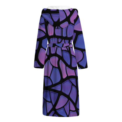 Purple Stained Glass Mosaic Print Hooded Bathrobe