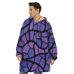 Purple Stained Glass Mosaic Print Hoodie Blanket