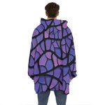 Purple Stained Glass Mosaic Print Hoodie Blanket