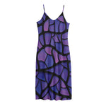 Purple Stained Glass Mosaic Print Jersey Midi Cami Dress