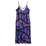 Purple Stained Glass Mosaic Print Jersey Midi Cami Dress
