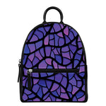 Purple Stained Glass Mosaic Print Leather Backpack