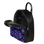 Purple Stained Glass Mosaic Print Leather Backpack