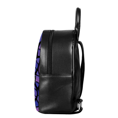 Purple Stained Glass Mosaic Print Leather Backpack