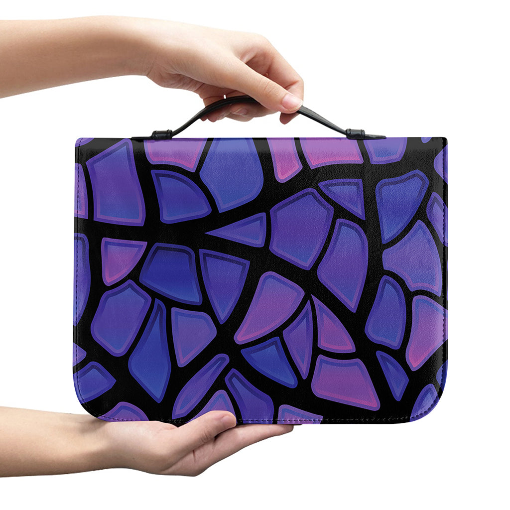 Purple Stained Glass Mosaic Print Leather Bible Cover