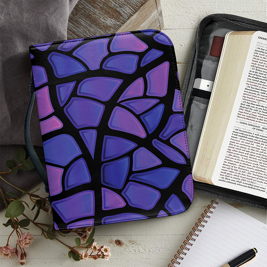 Purple Stained Glass Mosaic Print Leather Bible Cover