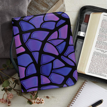 Purple Stained Glass Mosaic Print Leather Bible Cover
