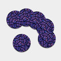 Purple Stained Glass Mosaic Print Leather Coaster Set