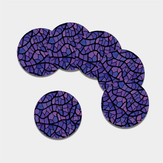 Purple Stained Glass Mosaic Print Leather Coaster Set