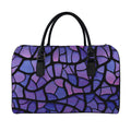 Purple Stained Glass Mosaic Print Leather Duffel Bag