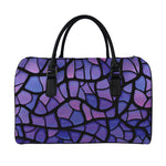 Purple Stained Glass Mosaic Print Leather Duffle Bag