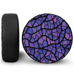 Purple Stained Glass Mosaic Print Leather Spare Tire Cover