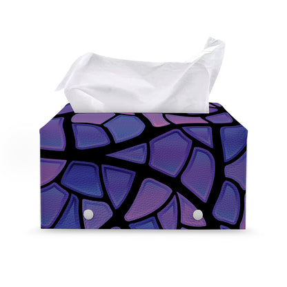Purple Stained Glass Mosaic Print Leather Tissue Box Cover