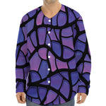 Purple Stained Glass Mosaic Print Long Sleeve Baseball Jersey