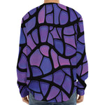 Purple Stained Glass Mosaic Print Long Sleeve Baseball Jersey
