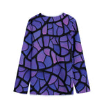 Purple Stained Glass Mosaic Print Long Sleeve Short Coat