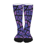 Purple Stained Glass Mosaic Print Long Socks