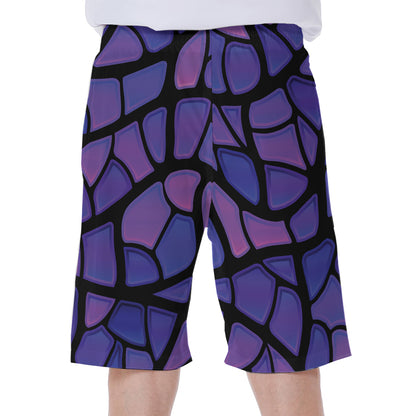 Purple Stained Glass Mosaic Print Men's Beach Shorts
