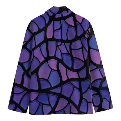 Purple Stained Glass Mosaic Print Men's Blazer