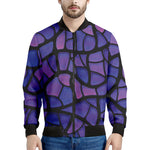 Purple Stained Glass Mosaic Print Men's Bomber Jacket