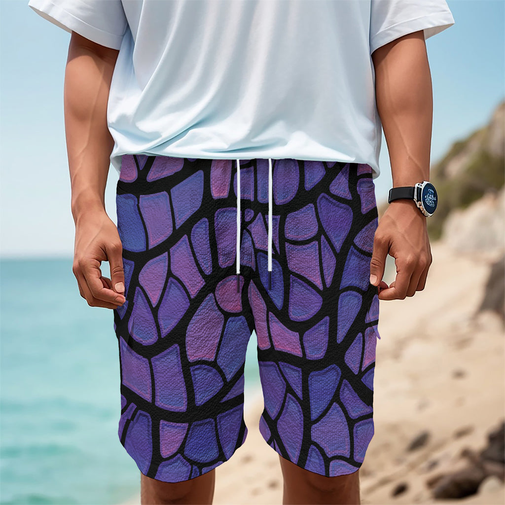 Purple Stained Glass Mosaic Print Men's Cargo Shorts