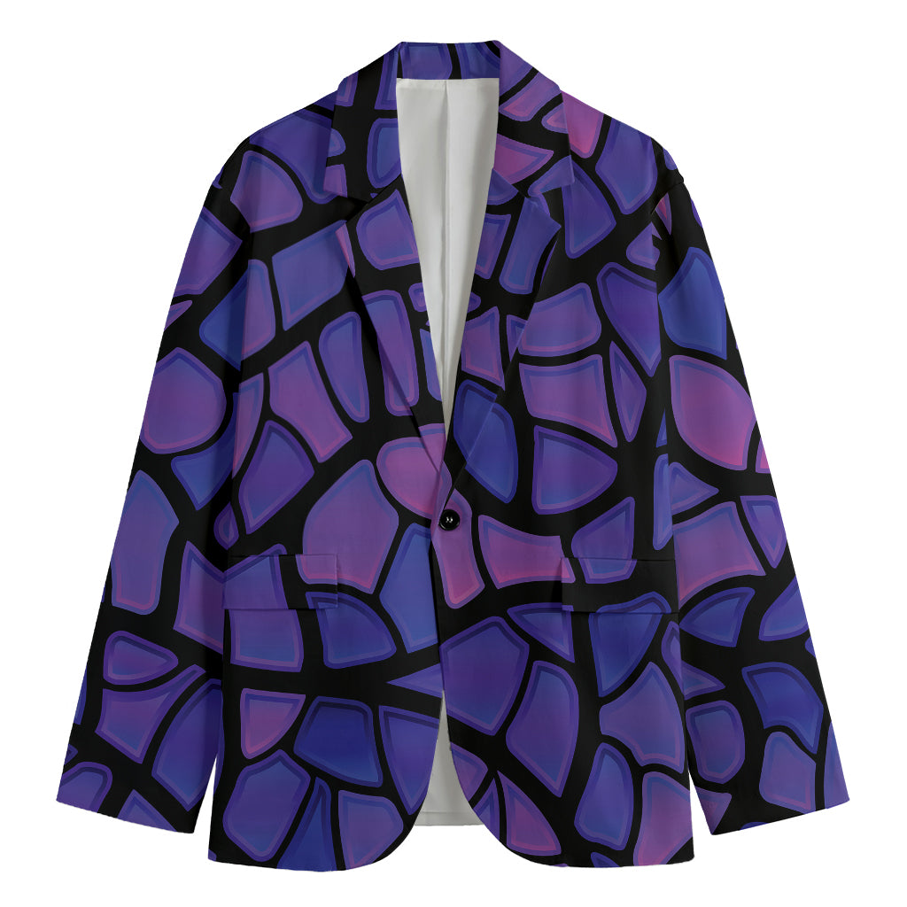 Purple Stained Glass Mosaic Print Men's Cotton Blazer