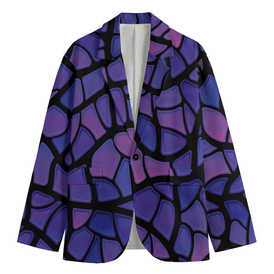 Purple Stained Glass Mosaic Print Men's Cotton Blazer