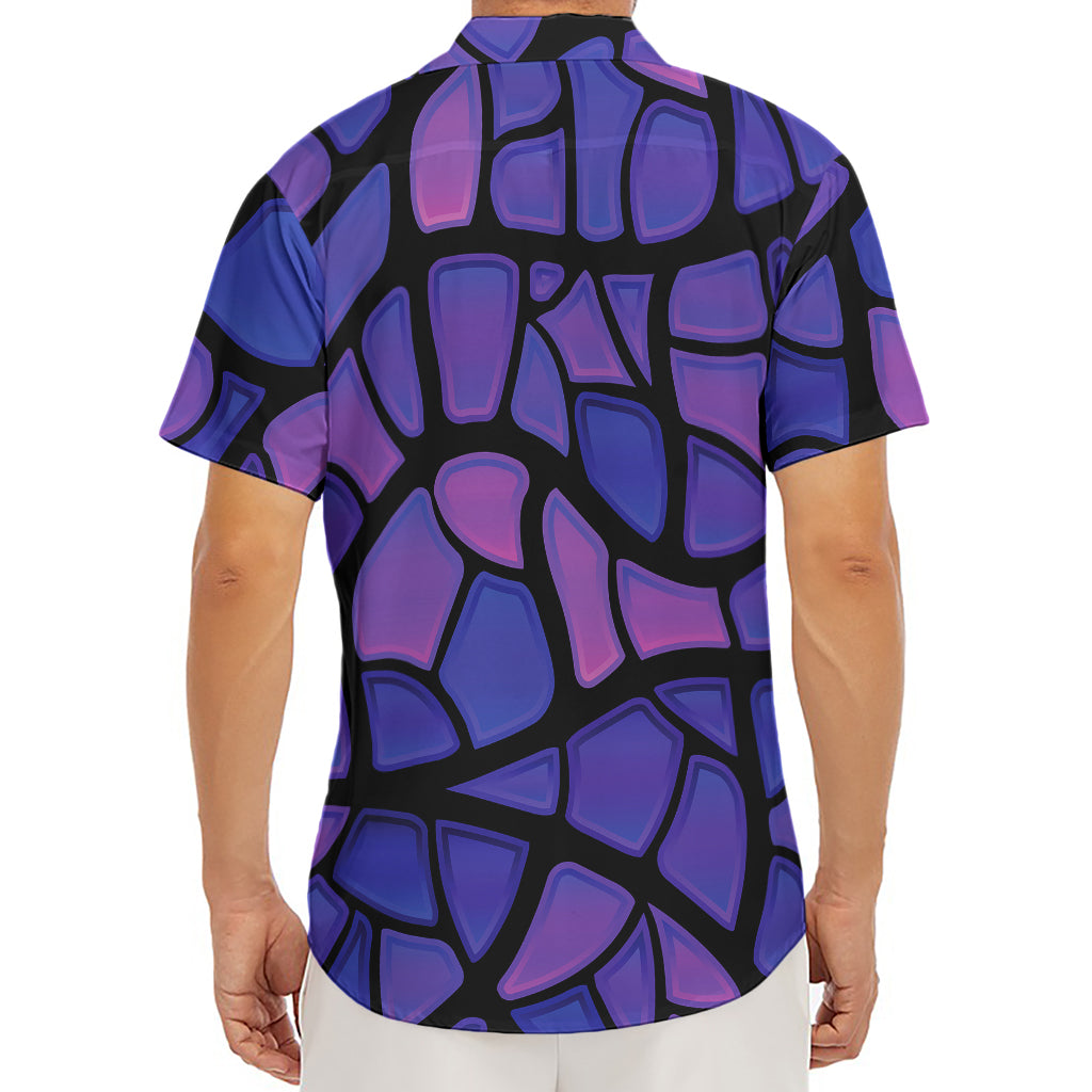 Purple Stained Glass Mosaic Print Men's Deep V-Neck Shirt