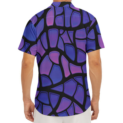 Purple Stained Glass Mosaic Print Men's Deep V-Neck Shirt