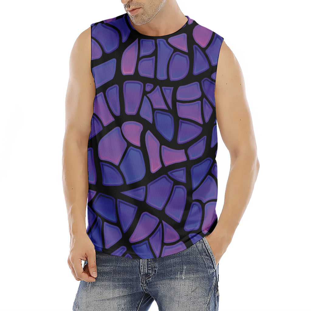 Purple Stained Glass Mosaic Print Men's Fitness Tank Top