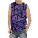Purple Stained Glass Mosaic Print Men's Fitness Tank Top