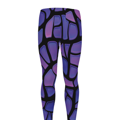 Purple Stained Glass Mosaic Print Men's leggings