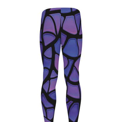 Purple Stained Glass Mosaic Print Men's leggings