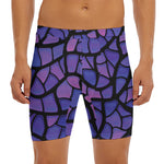Purple Stained Glass Mosaic Print Men's Long Boxer Briefs