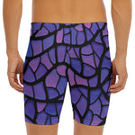 Purple Stained Glass Mosaic Print Men's Long Boxer Briefs