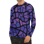 Purple Stained Glass Mosaic Print Men's Long Sleeve Rash Guard