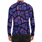 Purple Stained Glass Mosaic Print Men's Long Sleeve Rash Guard