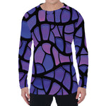 Purple Stained Glass Mosaic Print Men's Long Sleeve T-Shirt