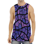 Purple Stained Glass Mosaic Print Men's Muscle Tank Top