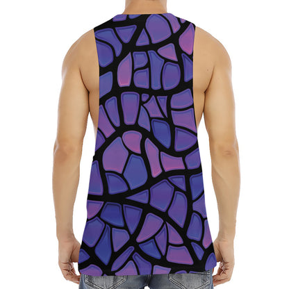 Purple Stained Glass Mosaic Print Men's Muscle Tank Top